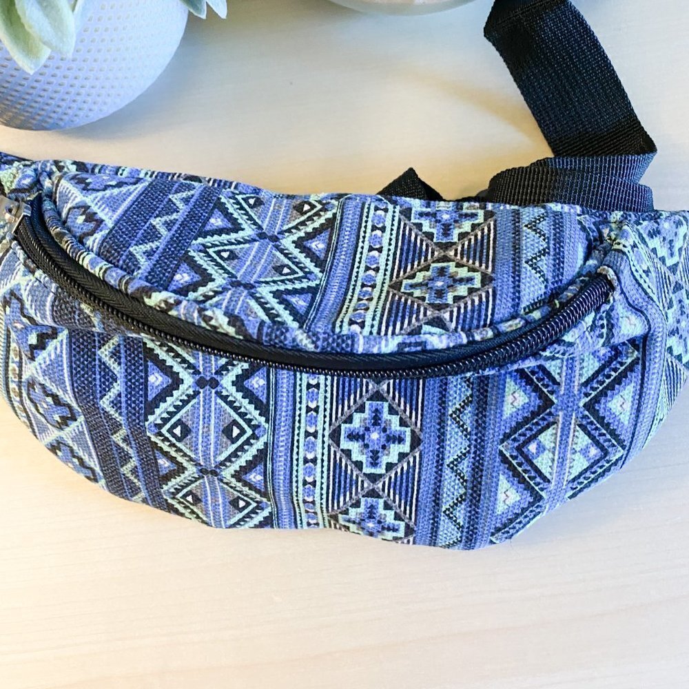 🦋 FANNY PACK Blue Tribal Printed Boho - Picture 4 of 4